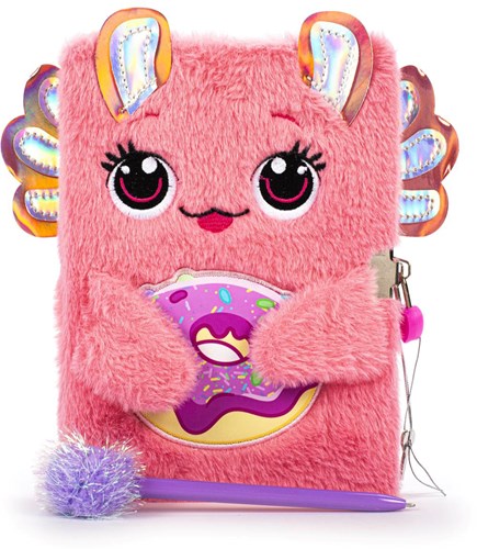Dream Pop journal axolotl peluche avec cadenas et pompons rose-2