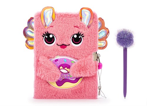 Dream Pop journal axolotl peluche avec cadenas et pompons rose-3