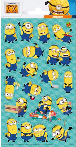 Totum stickers Minions 4 autocollants pailletés pour enfants - Moi, Moche et Méchant