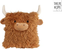 Take Me Home coussin yak peluche 38x33cm oreiller câlin brun