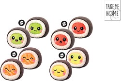 Take Me Home Kawaii Sushi Knuffel, 25 x 25 x 15 cm, 4 assorti
