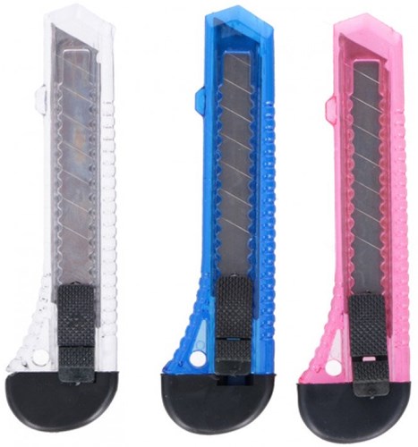 Couteau de loisir set cutter plastique 3 pièces multicolore lame sécable-3