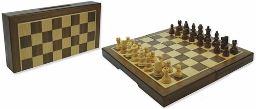HOT Games Coffret d'échecs Magnétique. Noyer 23x23x2 cm