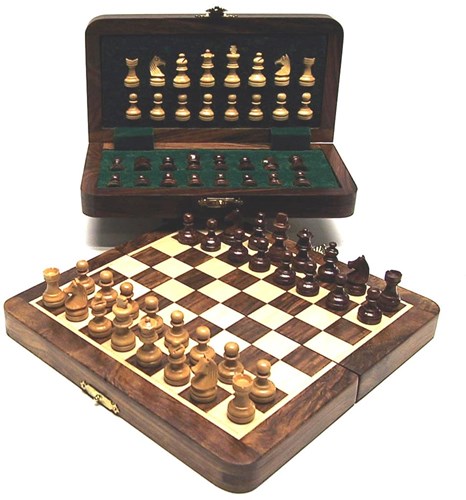 HOT Games jeu d'échecs magnétique acacia incrusté 25x13cm classique