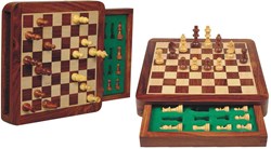 HOT Games jeu d'échecs magnétique bois d'acacia avec tiroir 19,5x19,5cm