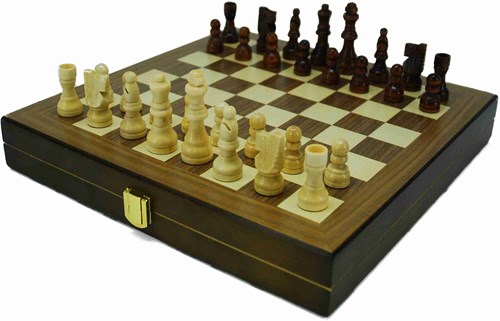HOT Games échecs dames backgammon cassette en bois 29x29cm classique-2