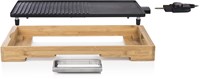 Gril XL en bambou - Plaque de cuisson Tristar antiadhésive 2200W-3