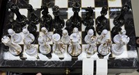 HOT Games jeu d'échecs aspect marbre complet avec tiroirs et pièces