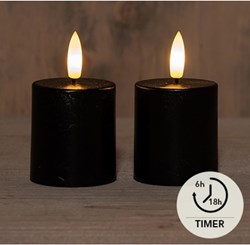 Anna's Collection bougies LED noires lot de 2 avec minuterie et flamme réaliste