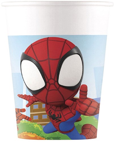Globos gobelets en papier Spidey anniversaire 8 pièces carton FSC