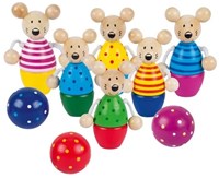 Goki jeu de quilles en bois souris - jeu de bowling coloré pour enfants-3