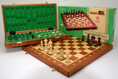 HOT Games jeu d'échecs bois Tournament 4 acajou-frêne 41x20cm