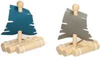 Bateau jouet radeau en bois avec voile colorée pour enfants