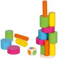 Goki jeu d'équilibre en bois tour - jouet d'adresse coloré, 27 pièces-2
