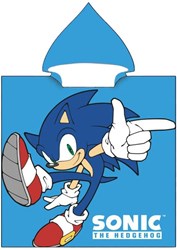 Poncho serviette Sonic pour enfants 55x110cm - poncho de bain polyester