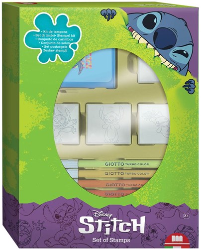 Multiprint set de tampons Stitch avec 4 tampons en bois et feutres