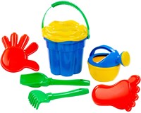 Set de seau de plage classique bleu 7 pièces plastique