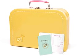 Studio Pets valise jouet jaune grande avec passeport et carton solide
