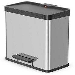 Hailo poubelle à pédale tri des déchets 3x9L gris métallique cuisine