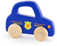 Viga Toys voiture de police jouet en bois avec poignée bleu