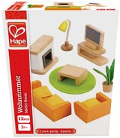 Hape salon maison de poupée ensemble meubles et accessoires bois-3