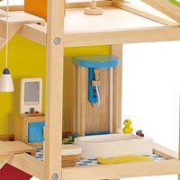 Hape maison de poupée en bois avec meubles - maison de jouet durable-3