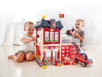 Hape Caserne de pompiers jouet avec accessoires et lumières-3