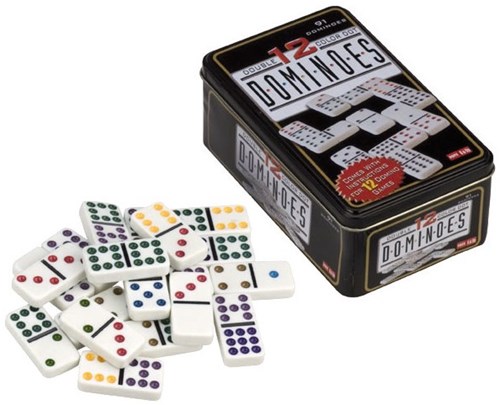 Longfield Games Domino Double 12 jeu en boîte avec points colorés