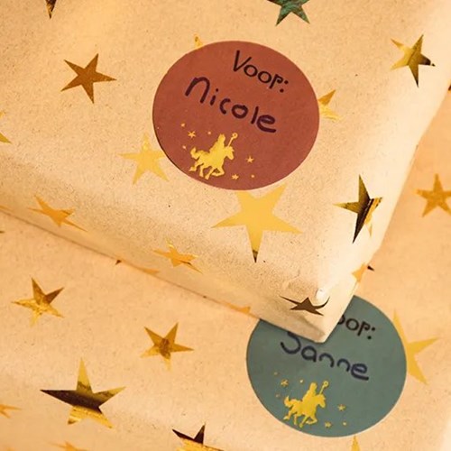 Folat autocollants cadeaux Saint-Nicolas étiquettes prénom 12 pcs papier