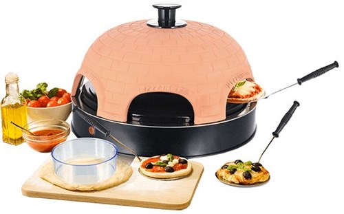 Emerio four à pizza 6 personnes dôme en terre cuite mini pizza fête-3