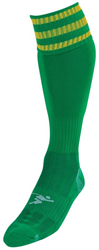 Precision chaussettes de football junior vert/or - 3 Stripe Pro chaussettes