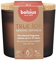Bougie parfumée Bolsius True Joy Oriental Softness dans verre avec bouchon 66/83-3
