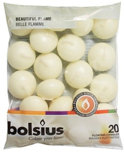 Bougies flottantes Bolsius blanches 20 pièces - décoration lumineuse et chaleureuse-2