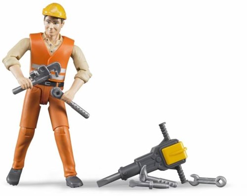 Bruder ouvrier du bâtiment figurine avec accessoires - 10,7cm - chantier-2