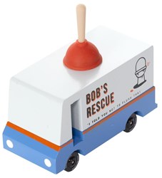 Candylab voiture jouet en bois - Candycar Vans Bob's Plumbing Van bleu rouge blanc