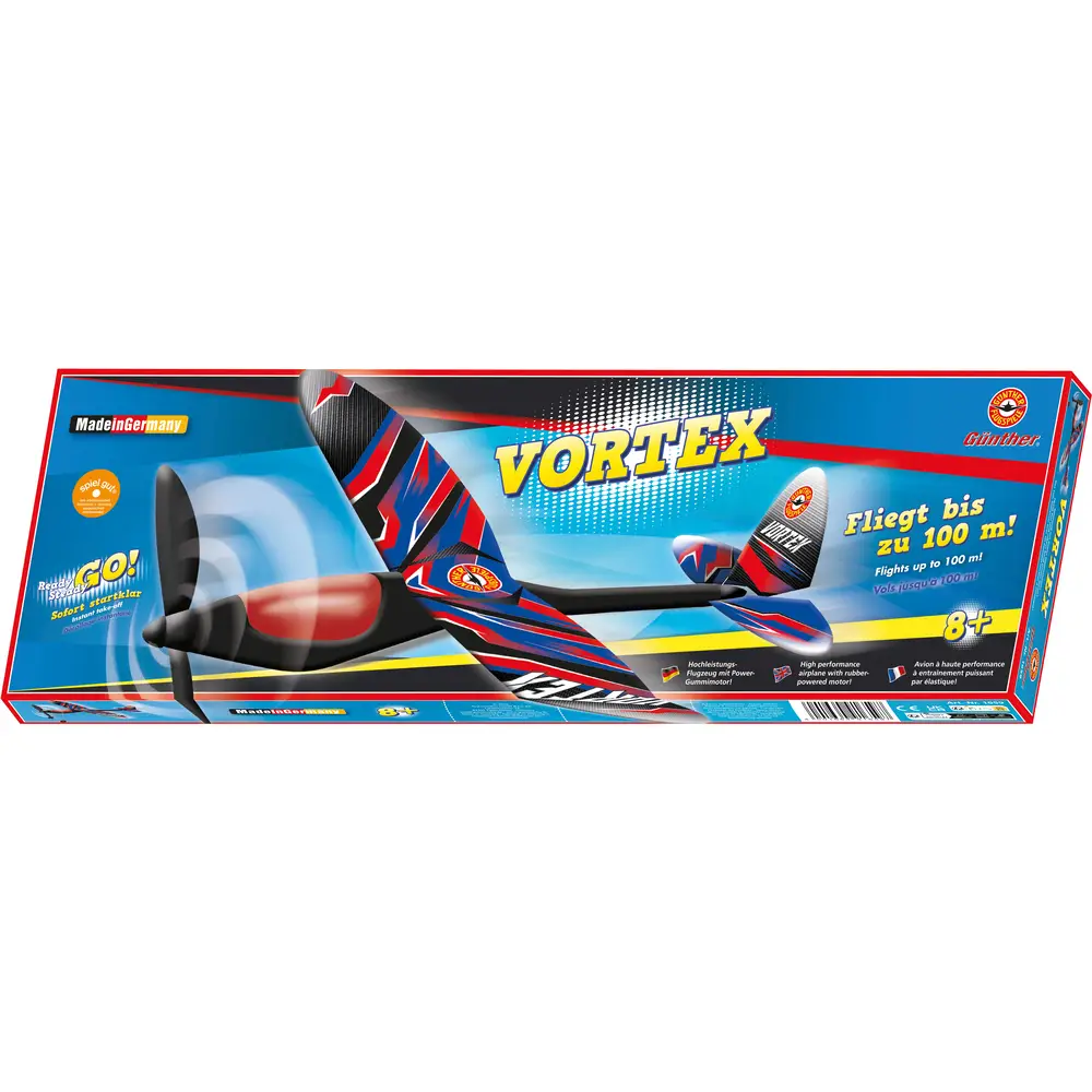 Günther avion jouet VORTEX modèle à moteur élastique 49x50cm