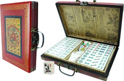 HOT Games Mah-Jong jeu de voyage mallette rouge luxe style ancien 23x16x5cm