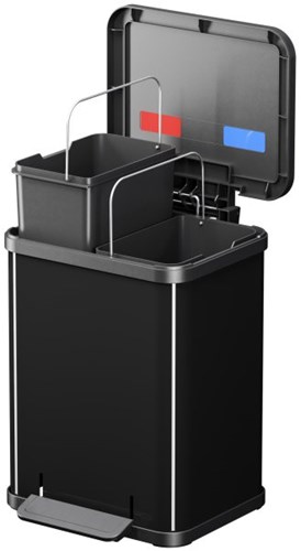 Hailo poubelle à pédale tri des déchets 2x9L noir - poubelle durable