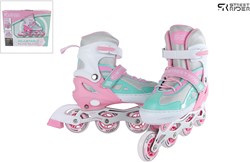 Rollers en ligne rose vert réglables taille 29-32 patins enfants