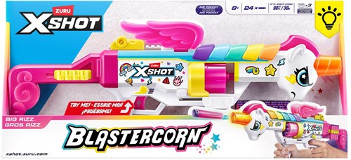 Zuru pistolet à fléchettes X-shot Blastercorn Rizz Master avec 24 fléchettes licorne