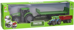 Tracteur jouet avec remorque plate - véhicule de ferme en plastique 1:32
