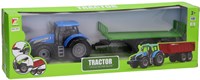 Tracteur jouet avec remorque plate - véhicule de ferme en plastique 1:32-3