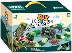 Piste de course dinosaures jouet avec voiture autonome et dinosaures