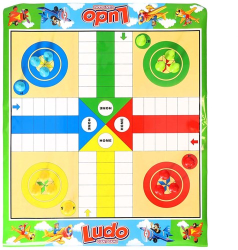 Jeu de société XL recto-verso Ludo et Snakes carton 60x50 cm jeu enfant-3