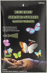 Autocollants à gratter Glow in the Dark papillons pour enfants - 12 pièces papier
