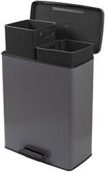 Curver poubelle à pédale séparateur de déchets duo 26L+26L cool grey plastique