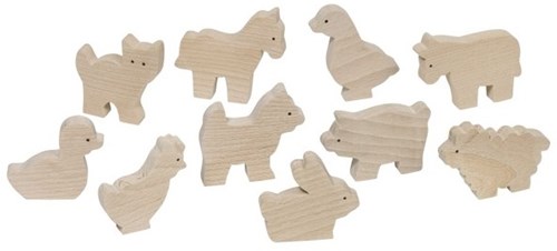 Goki ensemble d’animaux de la ferme en bois - 10 pièces - jouet éducatif-2