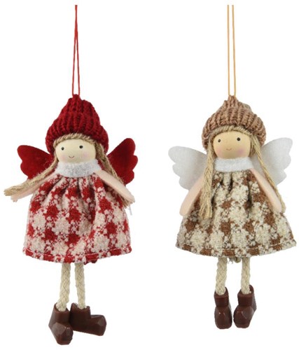 Décoration de Noël ange polyester pour sapin 13x7x3cm Decoris