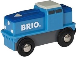 Brio train de marchandises à piles - jouet train bleu blanc - 33130