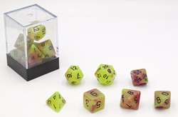 HOT Games Dés Lumineux dans le Noir Jaune/Rose 7 pièces